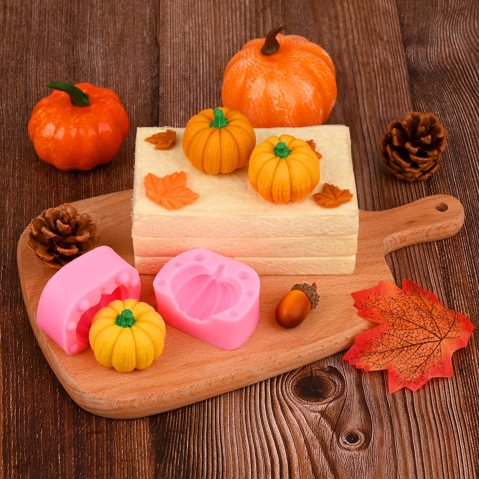 専用＊Halloween＊パンプキン＆チョコ色ミニバラ フェイクスワッグ